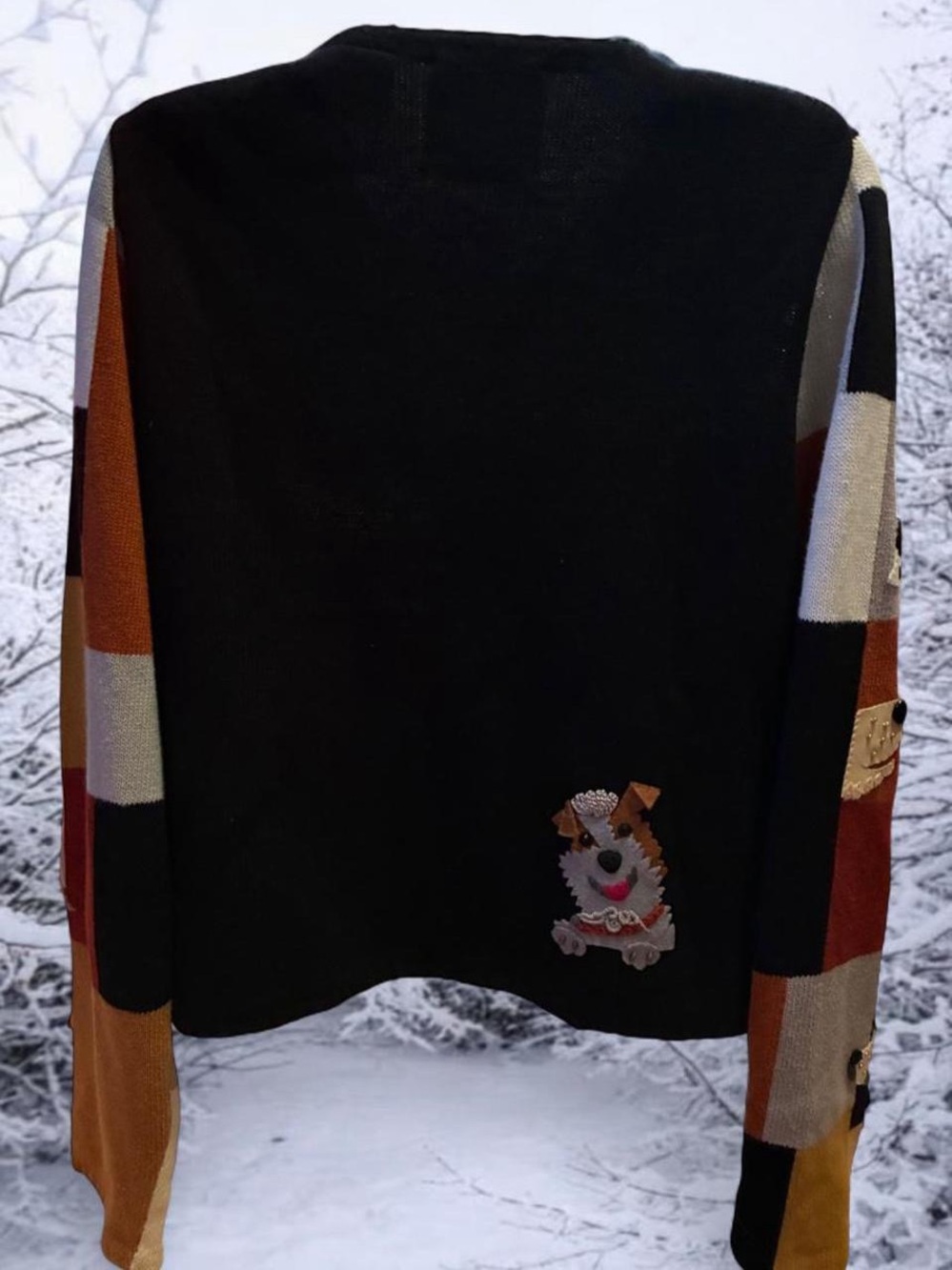 Vintage 80s EPIC Michael Simon Dog button down cardigan sweater - Picture 5 of 8